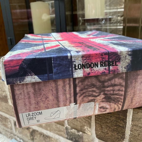 LONDON REBEL Wedge Heel Grey Microsuede Hot Pink Elastic Size 7 - Picture 10 of 10